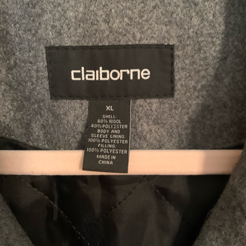 NWT Claiborne Gray button down coat. Size XL - Picture 3 of 9